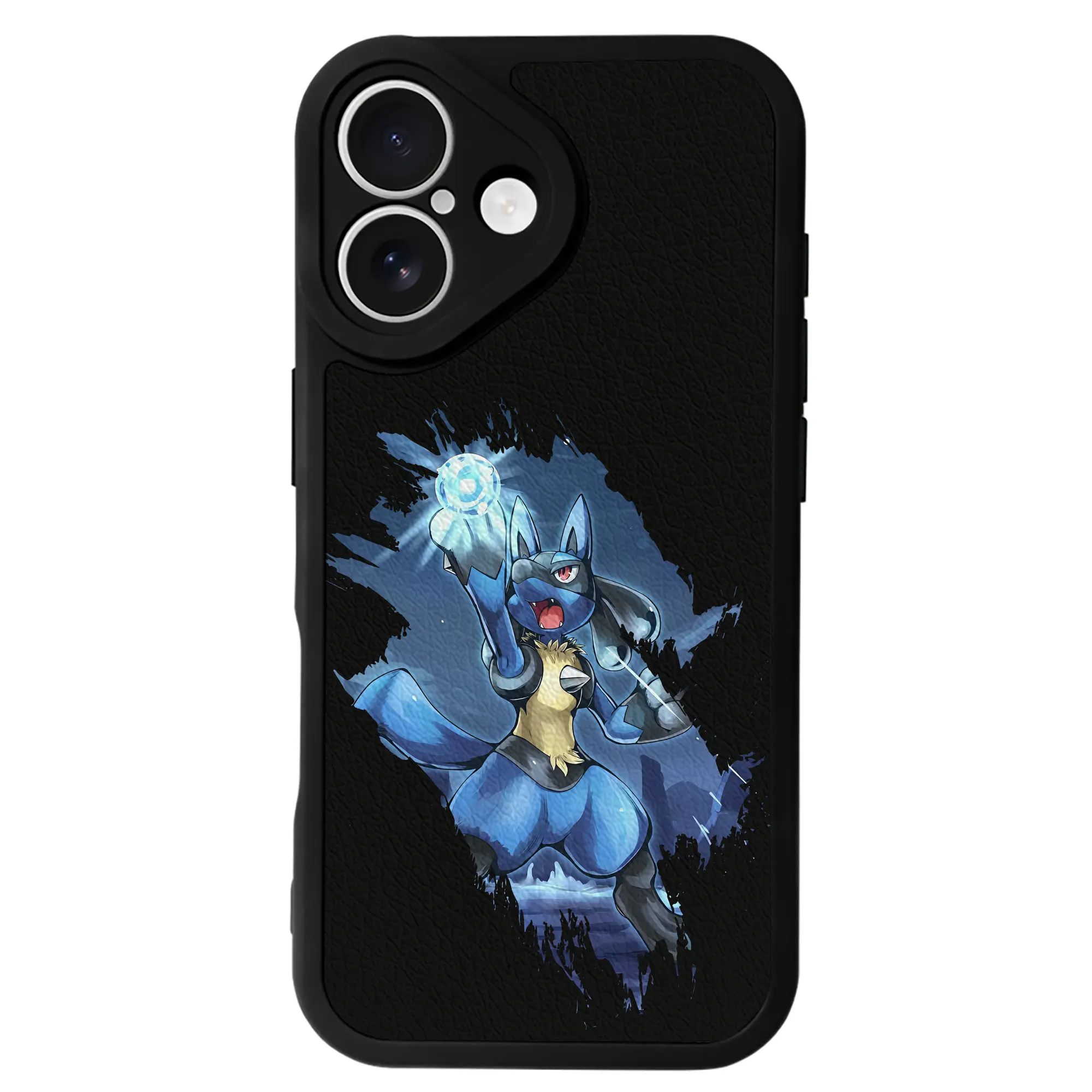 ポケモン グッズ,ルカリオ - IPhone 16シリーズ対応 ・ シリコンスマホケース ・ レザー調 ・ 高精度フィット ・ 耐衝撃 ・ ワイヤレス充電対応 ・ 精密カット